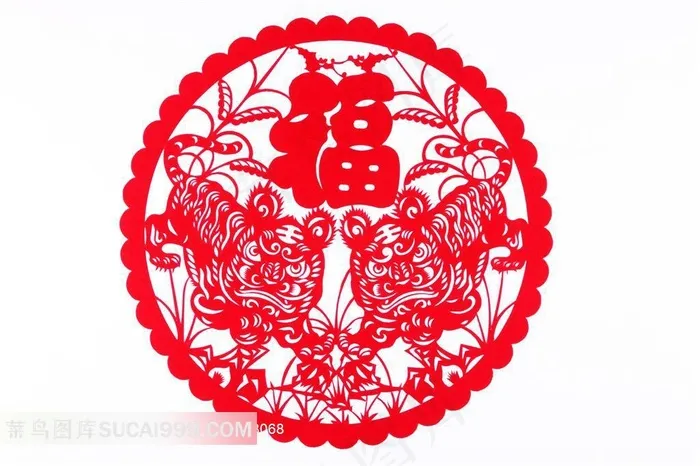 虎年新春福字剪纸图片
