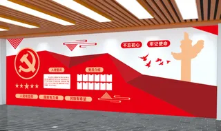 党建文化墙入党誓词不忘初心文化墙