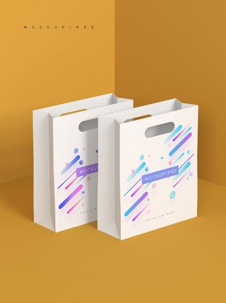 黄色场景白色手提袋样机