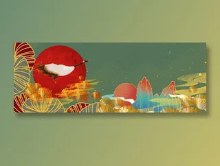 手绘国潮风展板背景