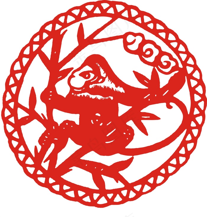 2022元旦新年剪纸猴cdr矢量模版下载