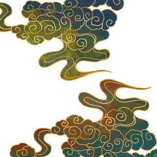 中国风国潮祥云插画手绘云彩图案海报云层装饰背景PSD设计素材