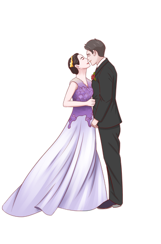 婚纱卡通人物婚礼白纱结婚婚纱摄影手绘