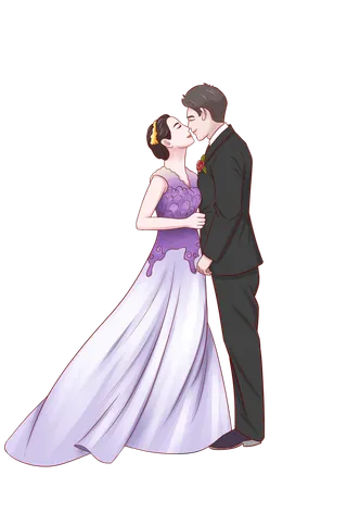 婚纱卡通人物婚礼白纱结婚婚纱摄影手绘