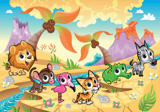 卡通风景小动物