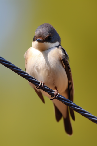 小鸟站在电线上细节特写摄影图