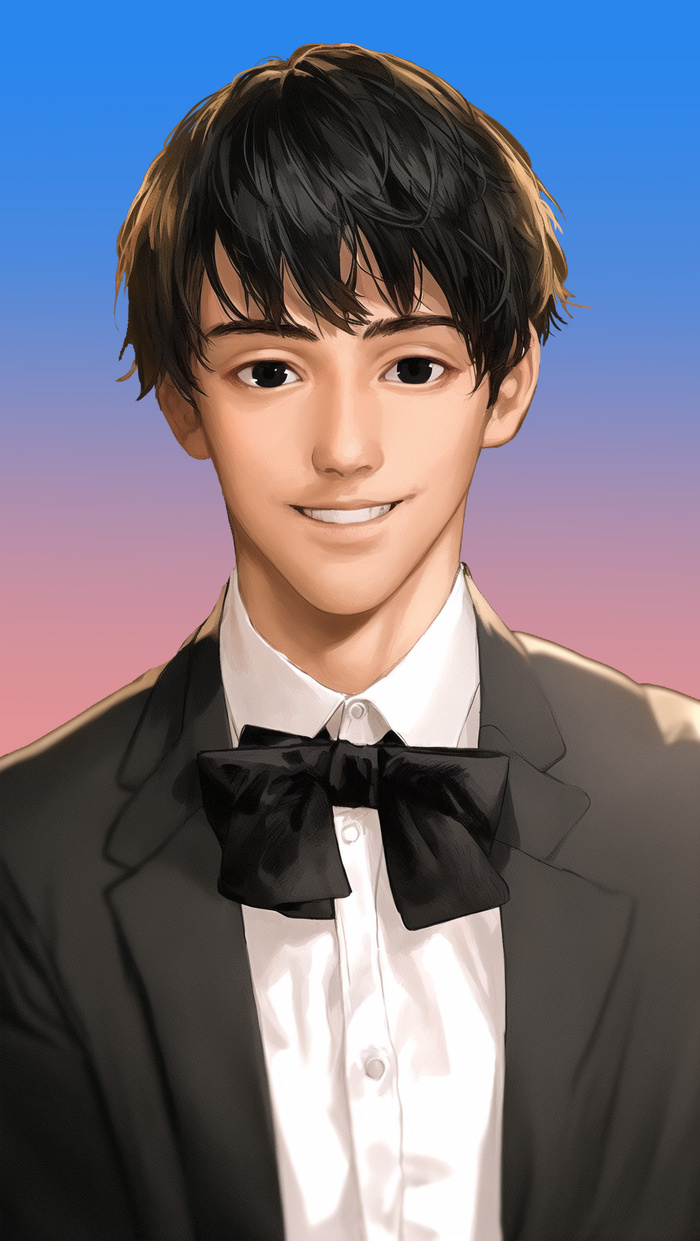 手绘卡通西装帅哥