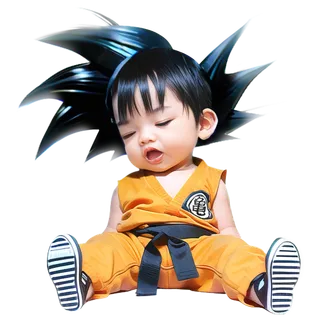 龙珠孙悟空打扮的男孩子熟睡的姿势免扣素材