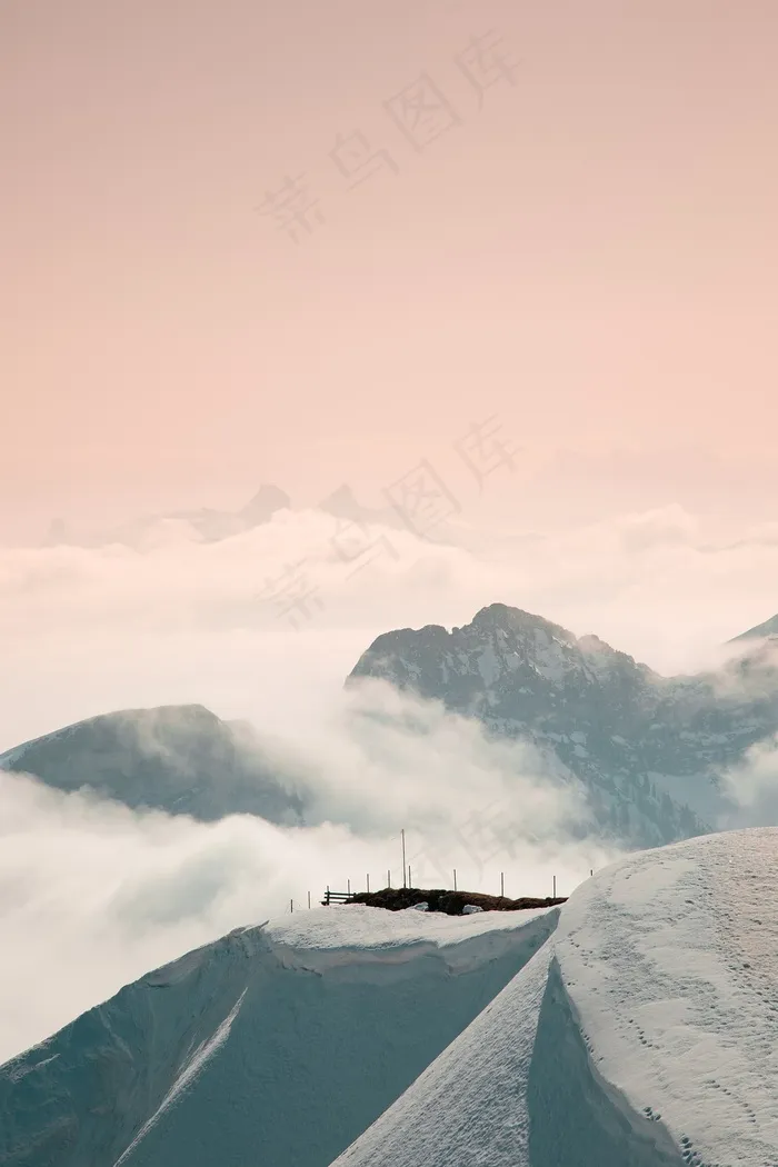 山, 雪, 日落, 日出, 冰, 霜, 云, 景观,