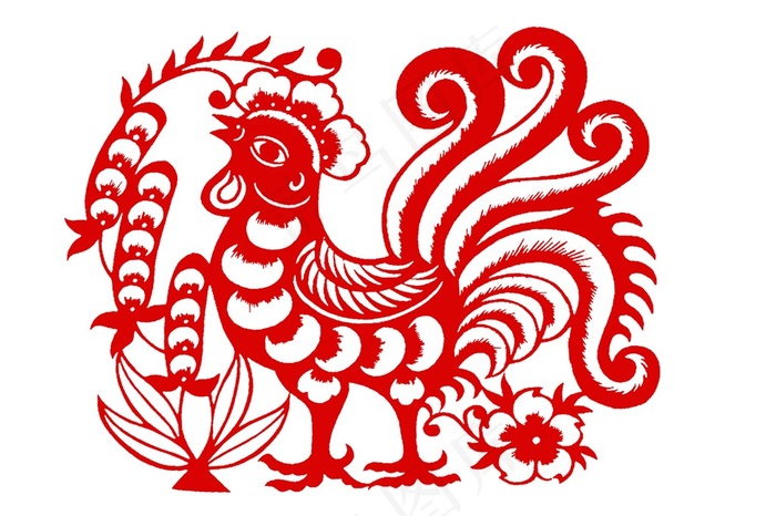 新年窗花鸡年剪纸图
