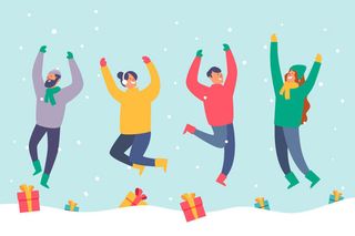 冬天服饰服装冬装穿冬装保暖冬季卡通人物男女装Ai矢量图片素材