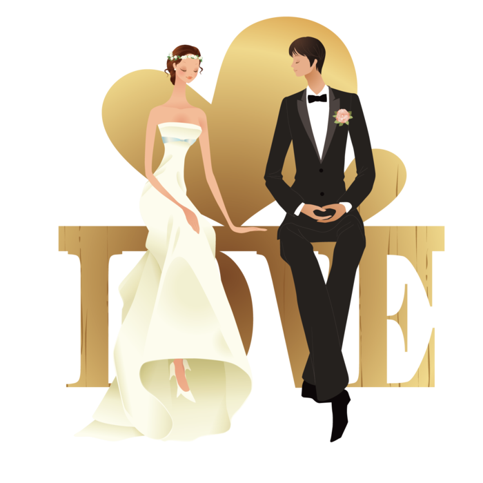 婚纱卡通人物婚礼白纱结婚婚纱摄影手绘