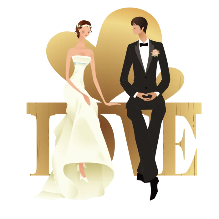 婚纱卡通人物婚礼白纱结婚婚纱摄影手绘