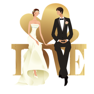 婚纱卡通人物婚礼白纱结婚婚纱摄影手绘