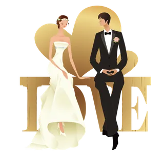 婚纱卡通人物婚礼白纱结婚婚纱摄影手绘