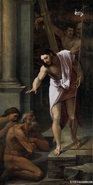 跪在地上的裸体老人