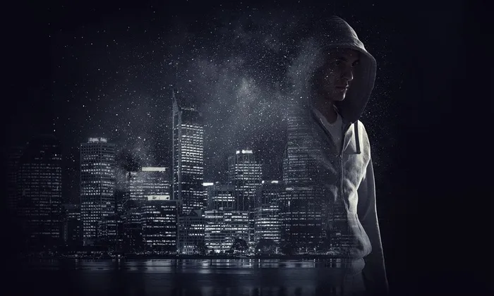 黑白城市建筑人物高清图片