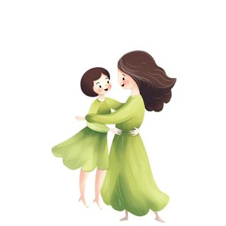 母亲节妈妈抱着孩子亲情插画免抠