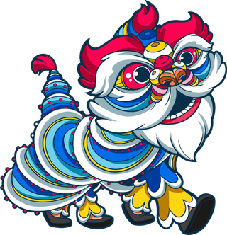 国潮醒狮中国风AI矢量卫衣T恤烫画印花手机壳图案PNG高清免抠素材