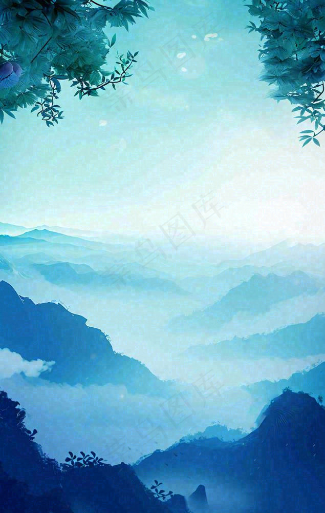 中国风云雾山脉河流湖面意境植物(864x1360)
