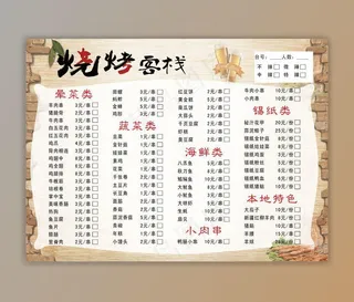烧烤点菜单