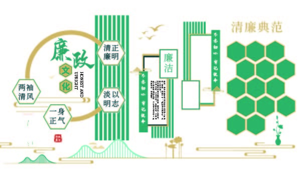 党建廉政文化墙ai矢量模版下载