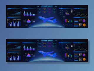 深色科技感酷炫可视化数据大屏仪表盘驾驶舱UI界面PSD模板素材