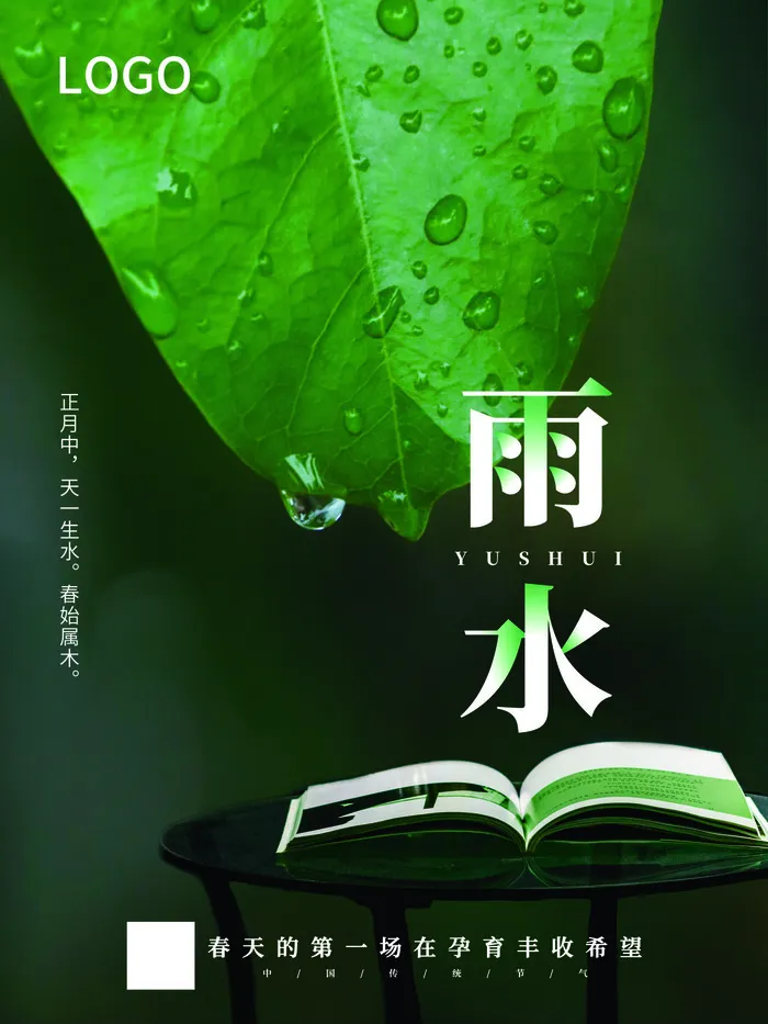 创意24节日二十四节气雨水春节春天宣传祝福海报模板PSD设计素材psd模版下载