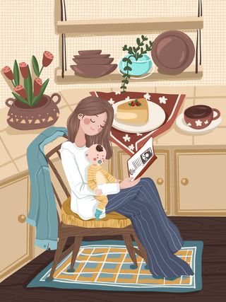 大气妇女节女神女王女生母亲节卡通手绘插图插画海报素材设计模板