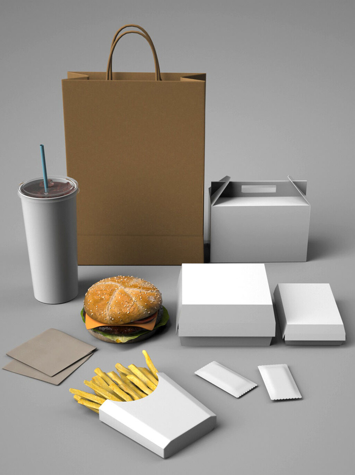 餐饮VI样机贴图包装logo样机psd模版下载