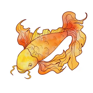 手绘烫金国潮中国风卡通锦鲤鱼金鱼插画装饰元素PSD设计素材