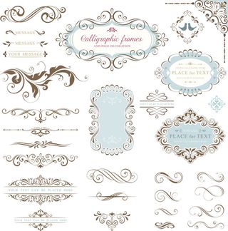 欧式复古线条边框花纹AI矢量LOGO角框花边分割线设计PSD卡片素材