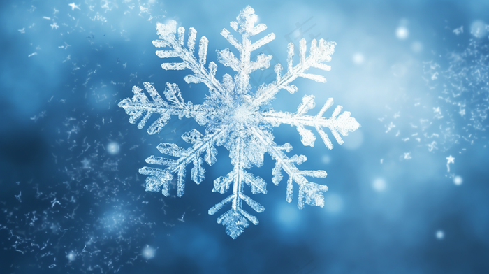 冬天雪花蓝色背景摄影图