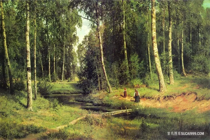 油画森林美景