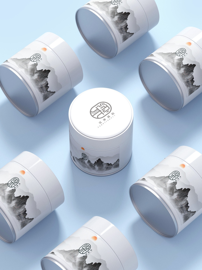 国风高档茶叶包装盒袋罐瓶LOGO标贴展示VI智能贴图样机PSD素材