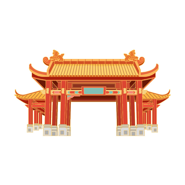 复古中国风国潮古建筑插画手绘高楼古塔PSD素材亭子png免抠图