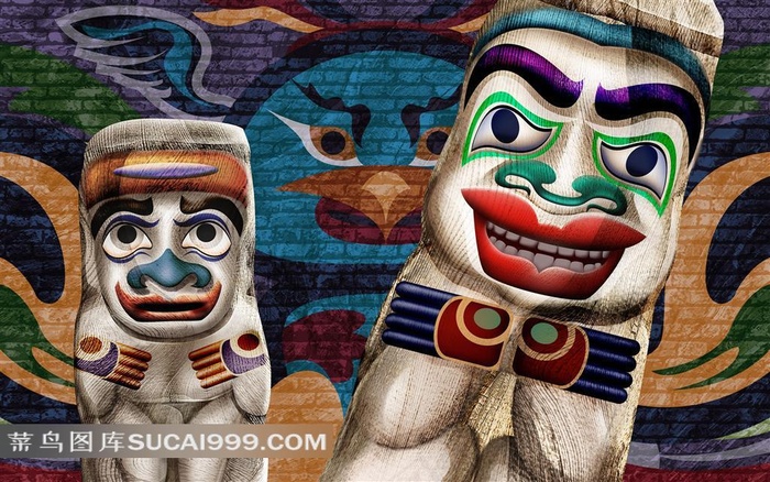 创意人面纹图案色彩