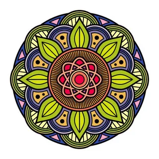 中国风古典民族风手绘曼陀罗花纹圆形插画AI矢量装饰图案PSD素材