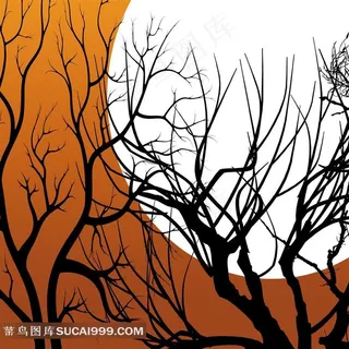 树枝月亮装饰画