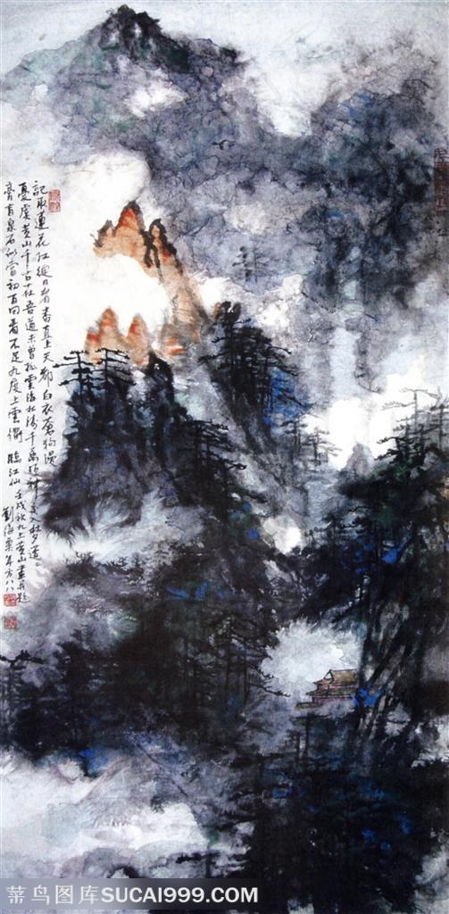 国画名家作品-刘海粟的临江仙
