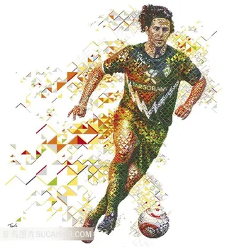 带球球员疯狂马赛克平面设计素材