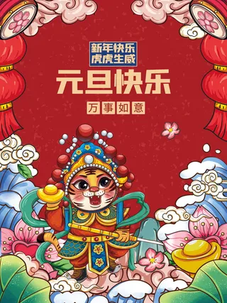 2022背景虎年春节背景海报