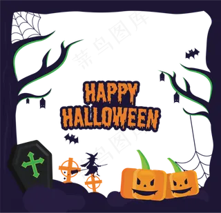 可爱卡通万圣节边框南瓜元素头像框