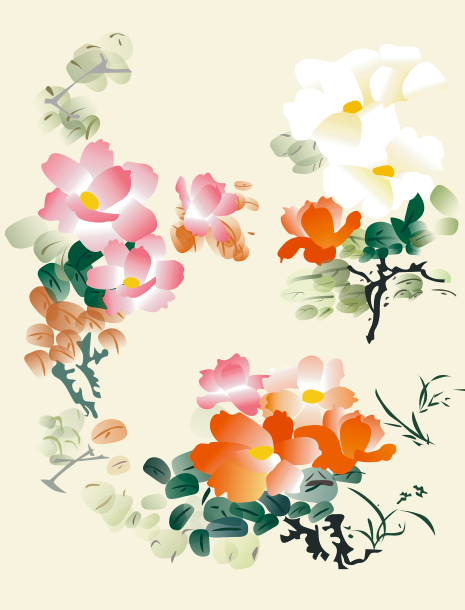 国画牡丹矢量素材