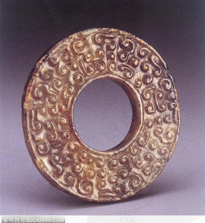 中华传统玉器-重环花纹的褐色玉璧