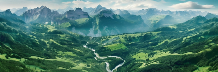 崇山峻岭巍峨的山脉全景摄影图