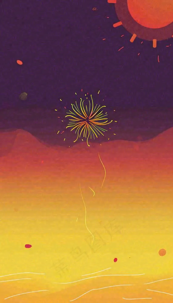 喜庆节日夜晚天空缤纷烟花，彩色绚丽(832x1456)