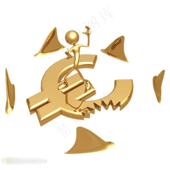 踩在金钱上的小金人素材