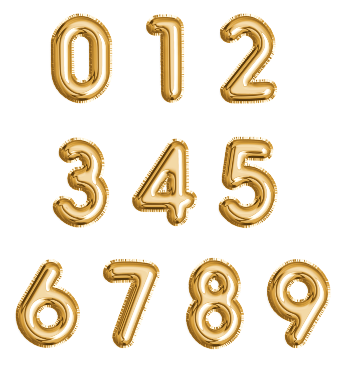 金色气球数字免扣单个元素