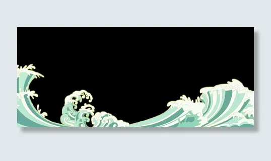 中国风国潮插画海浪波浪背景装饰浪花图案元素